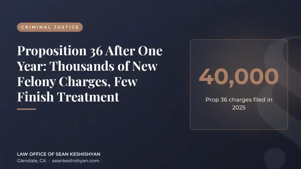 Proposition 36 After One Year: Thousands of New Felony Charges, Few Finish Treatment - Law Office of Sean Keshishyan