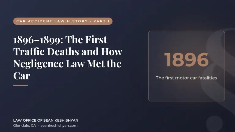 1896–1899: The First Traffic Deaths and How Negligence Law Met the Car