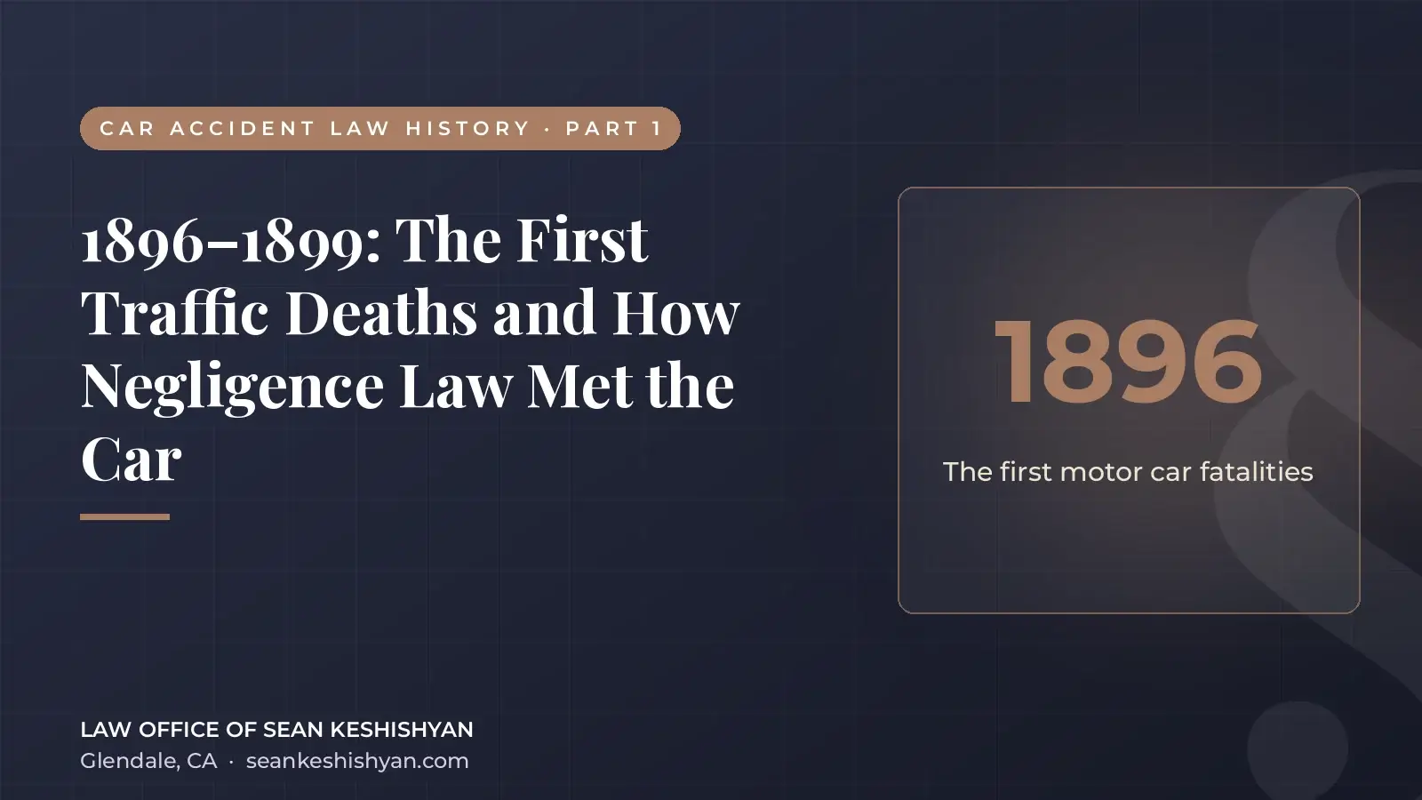 1896–1899: The First Traffic Deaths and How Negligence Law Met the Car